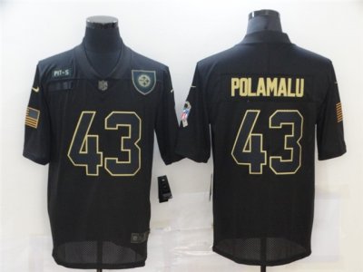 Pittsburgh Steelers #43 Troy Polamalu 2020 Black Salute To Service Limited Jersey
